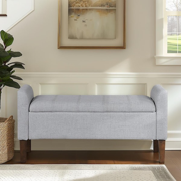 510 Design Blaire Light Grey 44 in. Bedroom Bench with Storage
