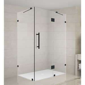 Avalux 32 in. x 34 in. x 72 in. Frameless Corner Hinged Shower Enclosure in Matte Black