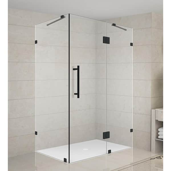 Aston Avalux 38 in. x 30 in. x 72 in. Frameless Corner Hinged Shower Enclosure in Matte Black