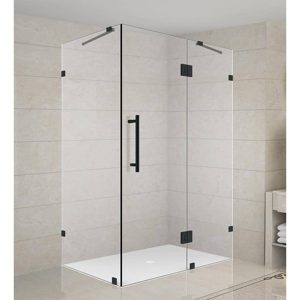 Avalux 42 in. x 34 in. x 72 in. Frameless Corner Hinged Shower Enclosure in Matte Black price history on PriceWatchPro