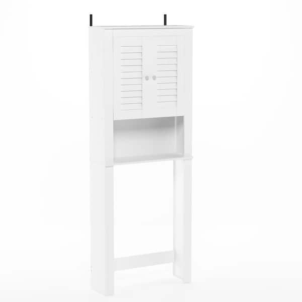 Furinno Indo White Louver Door Accent Cabinet