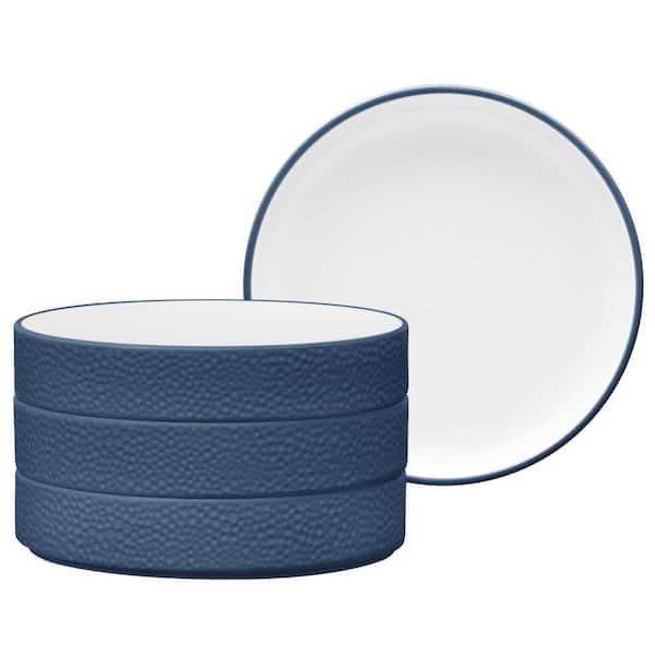 Colortex Stone Blue 7.5 in. Porcelain Deep Plates, (Set of 4)