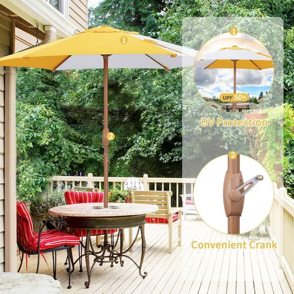 ainfox patio umbrella Ainfox 7 ft. Steel Market Patio Umbrella in Yellow and White