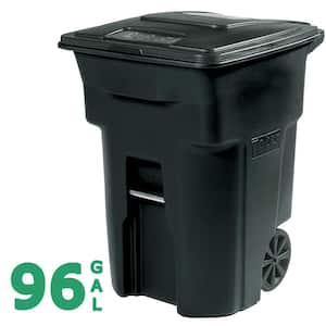 48 Gallon Black Rolling Outdoor Garbage/Trash Can with Wheels and Attached  Lid