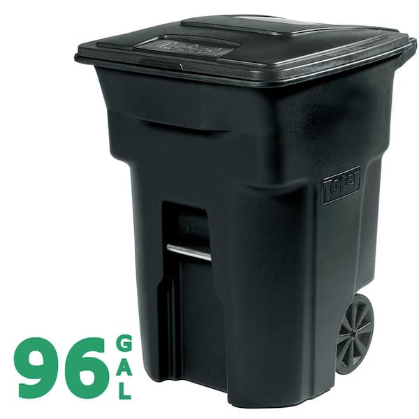 Toter 96 Gallon Black Rolling Outdoor Garbage/Trash Can with