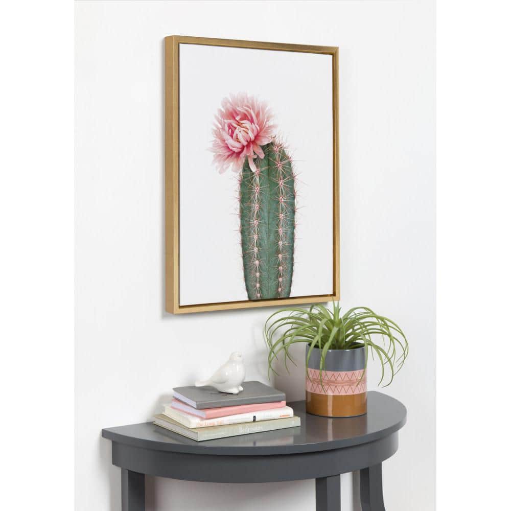 Pink Cactus Flower Framed Canvas Print, 18x24