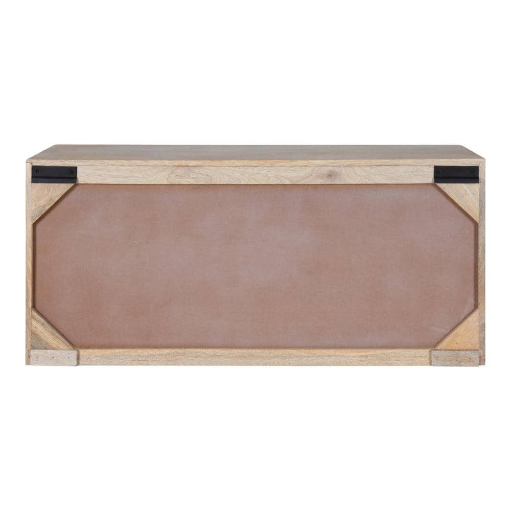 Whitewashed Mango Wood 2-Door Wall Cabinet with Chevron Design