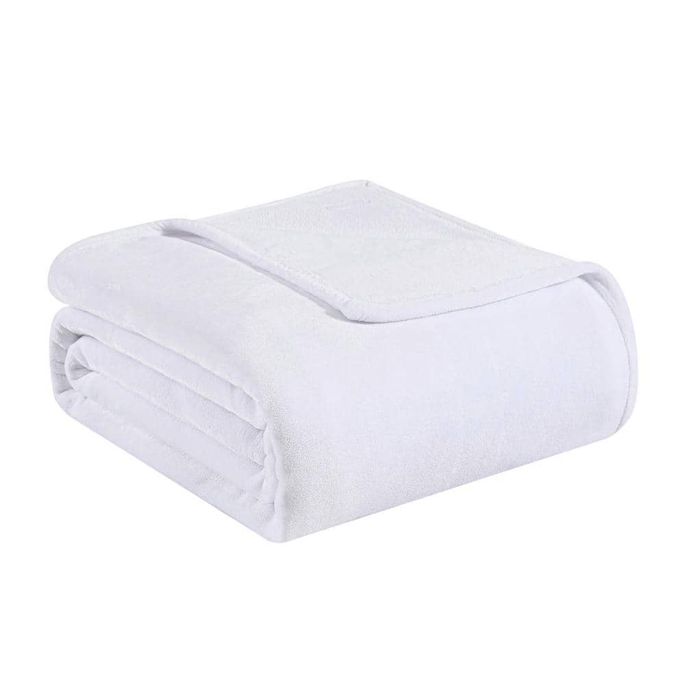 Tommy Bahama Ultra Soft Solid Plush 1-Piece White Microfiber King Blanket  USHSEE1185449 - The Home Depot