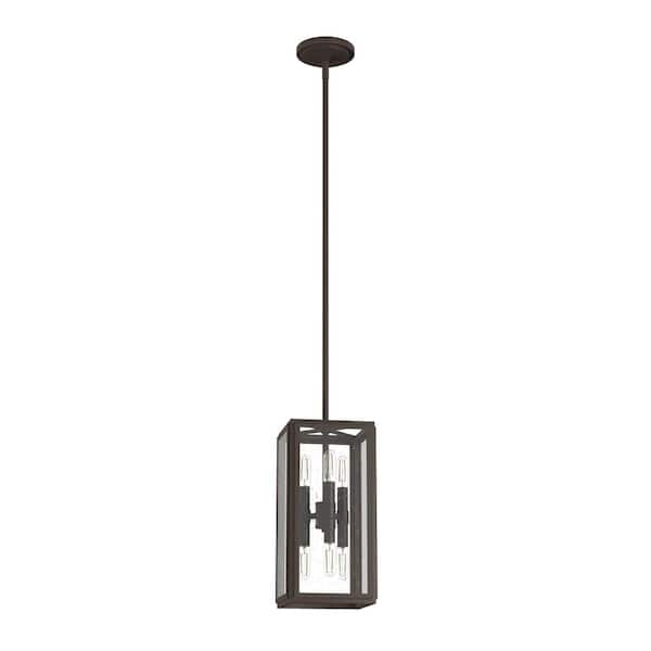 Felippe 6-Light Onyx Bengal Island Pendant Light with Clear Seeded Glass Shade Dining Room Light