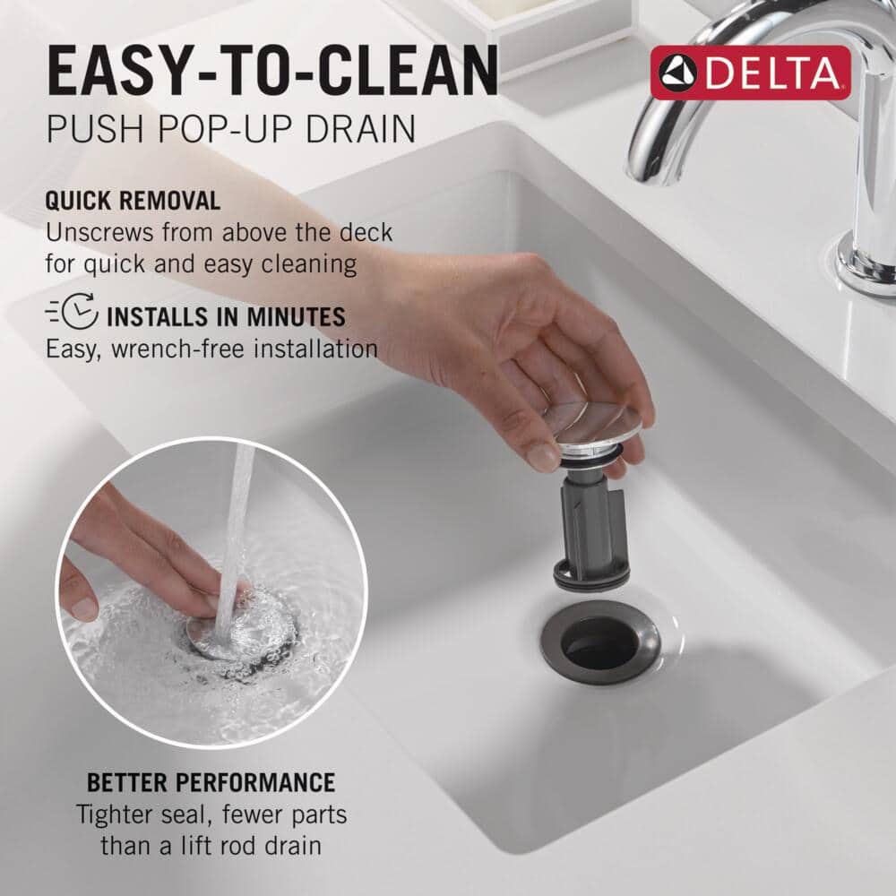 Delta Geist Modern Chrome Widespread Bathroom Faucet with Drain Assembly