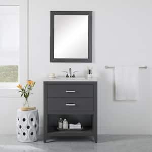 Staghorn 31 in. W x 19 in. D x 36 in. H Single Sink  Bath Vanity in Shale Gray with Silver Ash Solid Surface Top