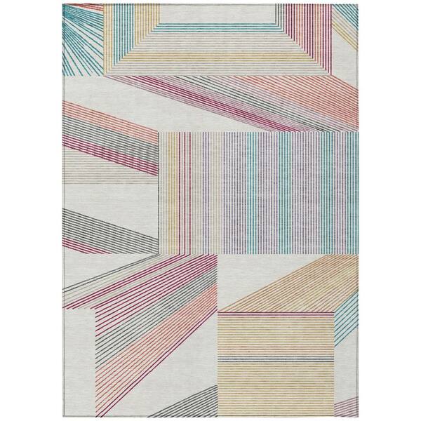 Chantille Machine Washable Indoor/Outdoor Abstract ACN2840 Ivory 5 ft. x 7 ft. 6 in. Area Rug