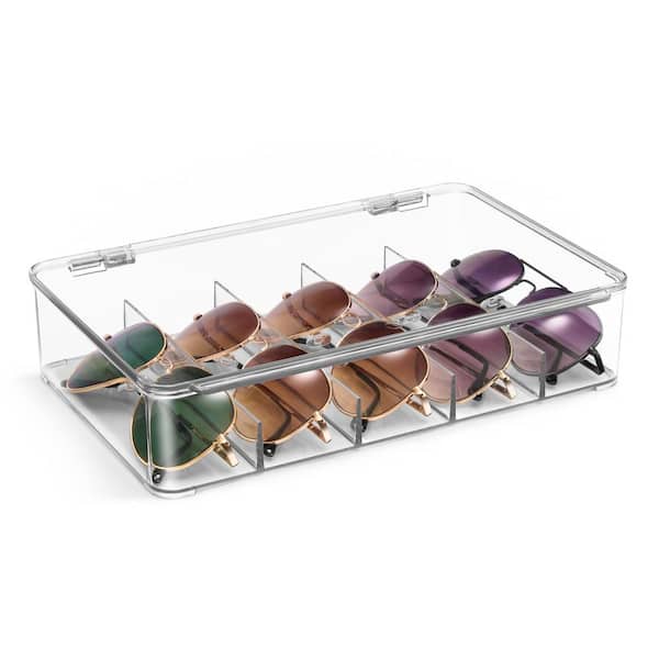 Sorbus Clear Sunglasses Organizer and Eyeglass Storage Case with 5 Sections