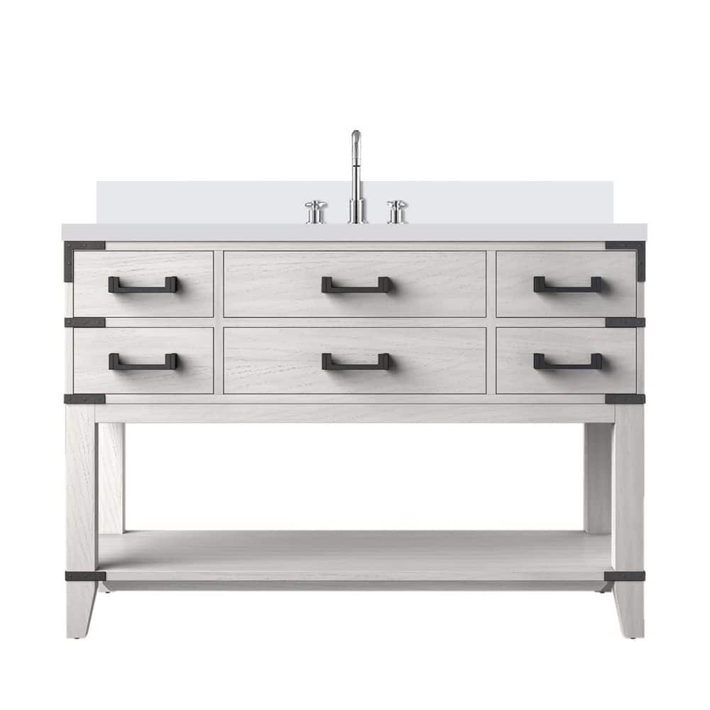 Irvington 48 in. W x 22 in. D White Oak Single Bath Vanity with White Quartz Top, and Faucet Set price history on PriceWatchPro