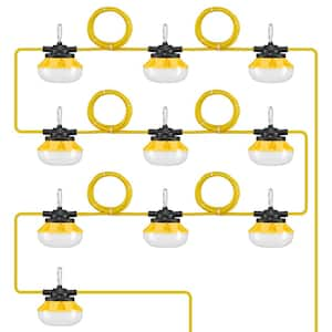 100 ft. Construction String Lights 100W 10000LM 10PCs String Work Light 5000K with Hanging Hooks for Construction Site