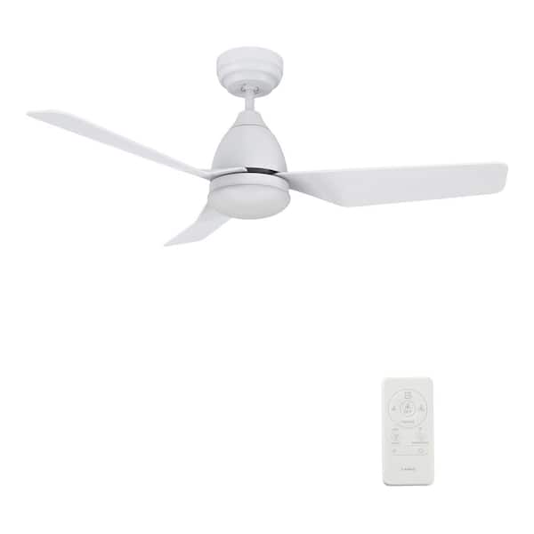 CARRO Triton II 44 in. Dimmable LED Indoor White Smart Ceiling Fan with Light and Remote, Works with Alexa and Google Home