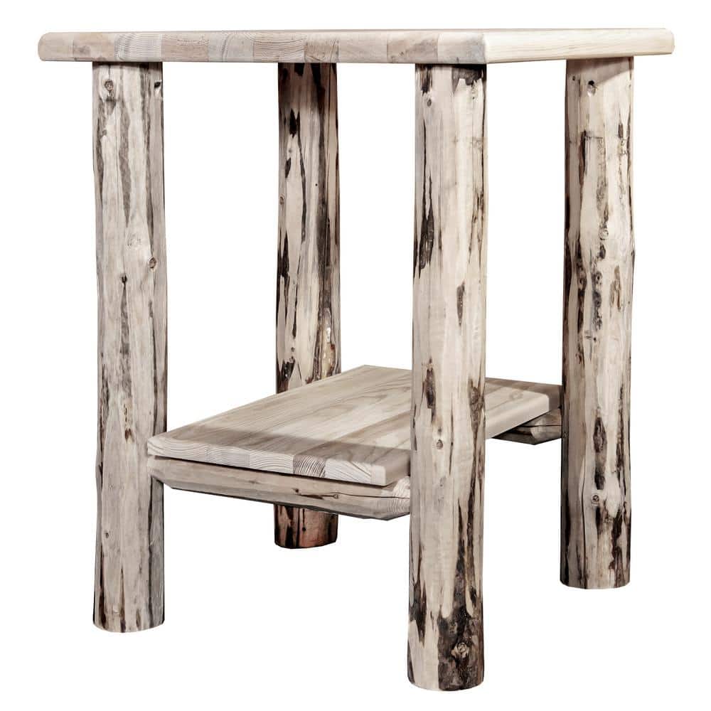 Rustic Lodgepole Pine Solid Wood Nightstand - Natural Finish