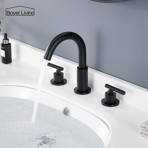 8 in. Widespread 2-Handle High-Arc Bathroom Faucet in Matte Black