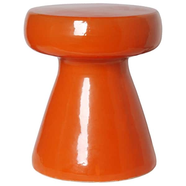 Emissary Mushroom 18 in. H Burnt Orange Round Ceramic Garden Stool
