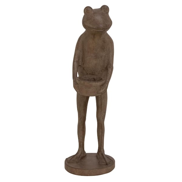Litton Lane Dark Brown Polystone Rustic Frog Sculpture