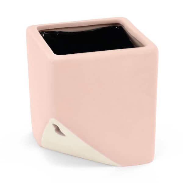 Arcadia Garden Products - Cube 3-1/2 in. x 4 in. Coral Ceramic Wall Planter