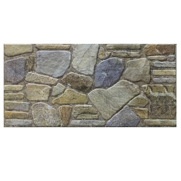 Dundee Deco 4/5 in. x 3-1/4 ft. x 1-3/5 ft. Blue Grey Buff Multi-Colored Faux Stone Styrofoam 3D Decorative Wall Paneling 5-Pack