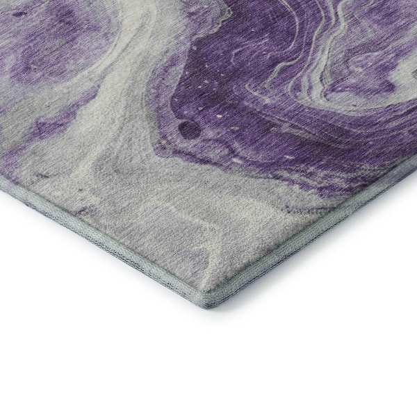Mayfield Premium Machine Washable Abstract AMF1706 Purple 5 ft. x 7 ft. 6 in. Area Rug