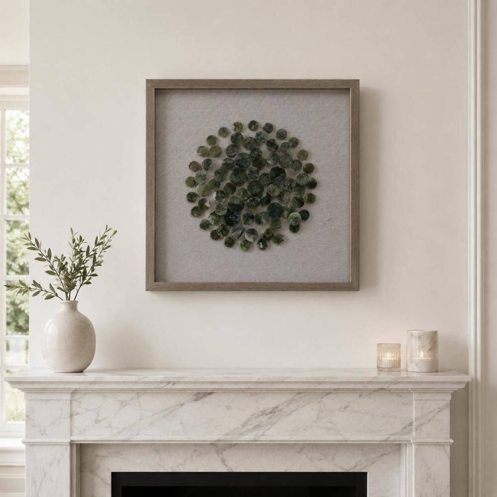 1-Piece Green/Brown Natural Green Stone Shadowbox Framed Art Print, 20 in. x 20 in. price history on PriceWatchPro