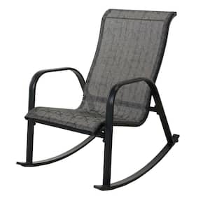 Black and Blue Patio Metal Outdoor Rocking Chair (1-PC)
