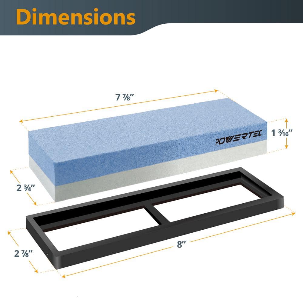 POWERTEC Sharpening Stone, Dual Sided 1000/6000 Grit Whetstone, Knife Sharpening Stone with Non-Slip Rubber Base 71916N