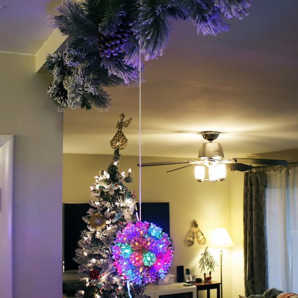 4 LED Christmas Ball Ornament, Lighted Hanging Plastic Ball