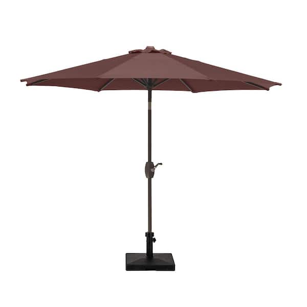 WESTIN OUTDOOR Kingston 9 ft. Market Outdoor Umbrella in Coffee with 50 lbs. Concrete Base