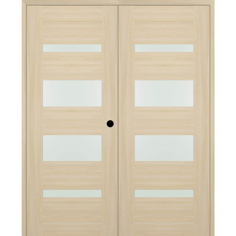 Vona 07-01 64 in. x 84 in. Left Active 4-Lite Frosted Glass Loire Ash Wood Composite Double Prehung Interior Door price history on PriceWatchPro