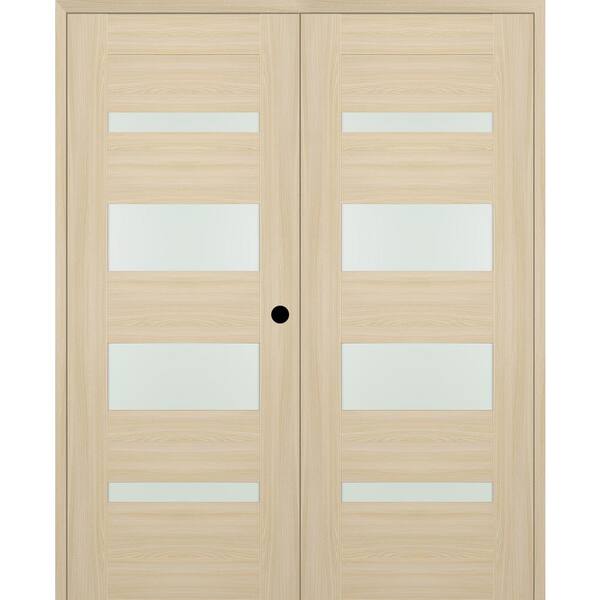 Belldinni Vona 07-01 72 in. x 80 in. Left Active 4-Lite Frosted Glass Loire Ash Wood Composite Double Prehung Interior Door