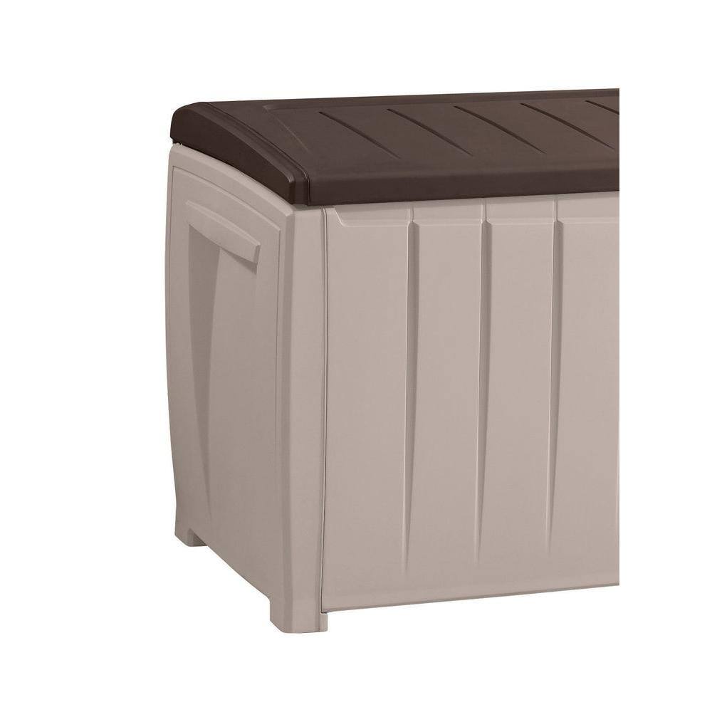 Beige and Brown 49" Lockable Weatherproof Plastic Deck Box