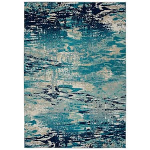 Legata Collection Blue 4'1" x 5'7" Rectangle Residential Indoor-Outdoor Area Rug