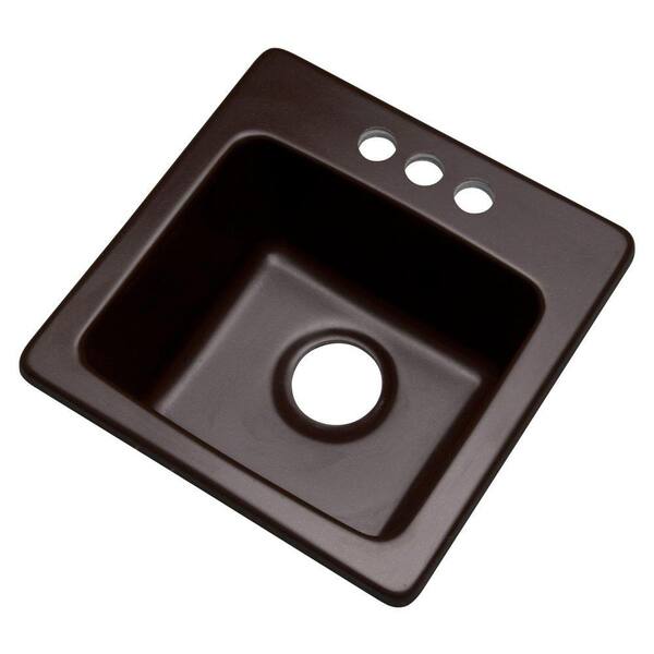 Mont Blanc Westminster Brown Granite Composite 16 in. 3-Hole Dual Mount Bar Sink in Espresso