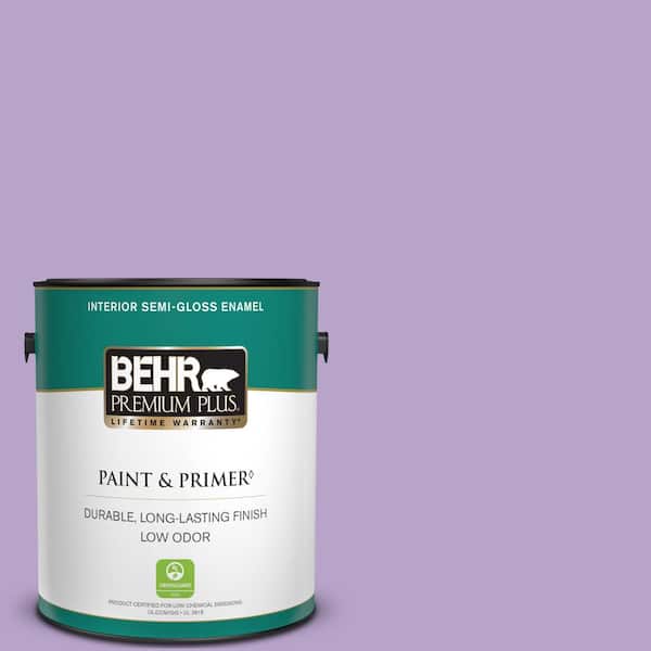 BEHR PREMIUM PLUS 1 gal. #650B-4 Violet Fields Semi-Gloss Enamel Low Odor Interior Paint & Primer