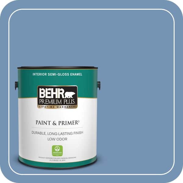 BEHR PREMIUM PLUS 1 gal. #580D-5 Ocean Ridge Semi-Gloss Enamel Low Odor Interior Paint & Primer