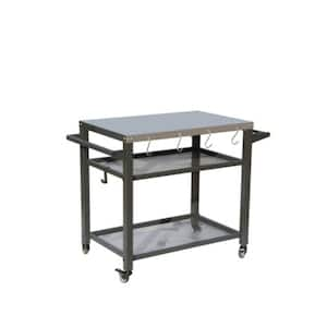 3-Shelf Outdoor Grill Table Grill Cart Food Prep Table Blackstone Table with Wheels, Tabletop, Grill Stand