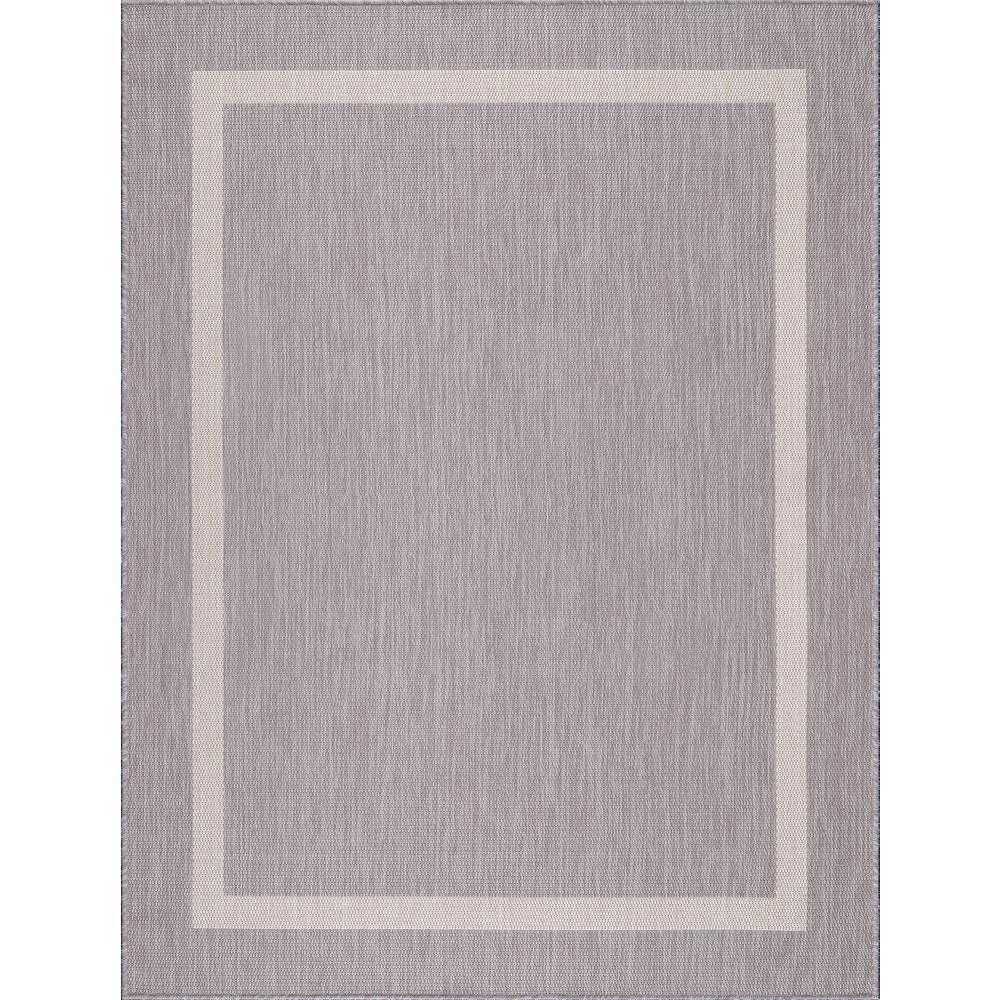 Beverly Rug Waikiki Grey/White 4 ft. x 6 ft. Bordered Indoor/Outdoor Area Rug, Gray/White Beverly Rug indoor outdoor rugs are available in various sizes; 4 ft. x 6 ft. area rug (3 ft. 11 in. x 5 ft. 11 in.), area rug 5 ft. x 7 ft. (5 ft. 3 in. x 7 ft.), 6 ft. x 9 ft. area rugs (6 ft. 7 in. x 9 ft.), large area rug 8 ft. x 10 ft. (7 ft. 10 in. x 10 ft.) and 6 ft. 7 in. circle rug. You can use our non shedding rugs wherever needed; either indoors such as living room, dining room, laundry room, bedroom, hallway, children playroom, or outdoors such as deck, patio, pool side, picnic, beach, garage, or guest lounges. These fade resistant indoor rugs has UV protection and offer environment protection with their eco-friendly and breathable material. The vibrant colors will not fade in the sun. Ideal for high traffic areas. With natural color options of beige, blue, grey and dark grey, this beautiful bordered area rug is perfect fit for your home. Color: Gray/White.