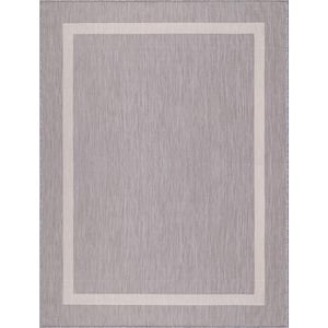 Beverly Rug 5 x 7 Blue White Waikiki Modern Bordered Indoor Outdoor Area Rug, Blue/White