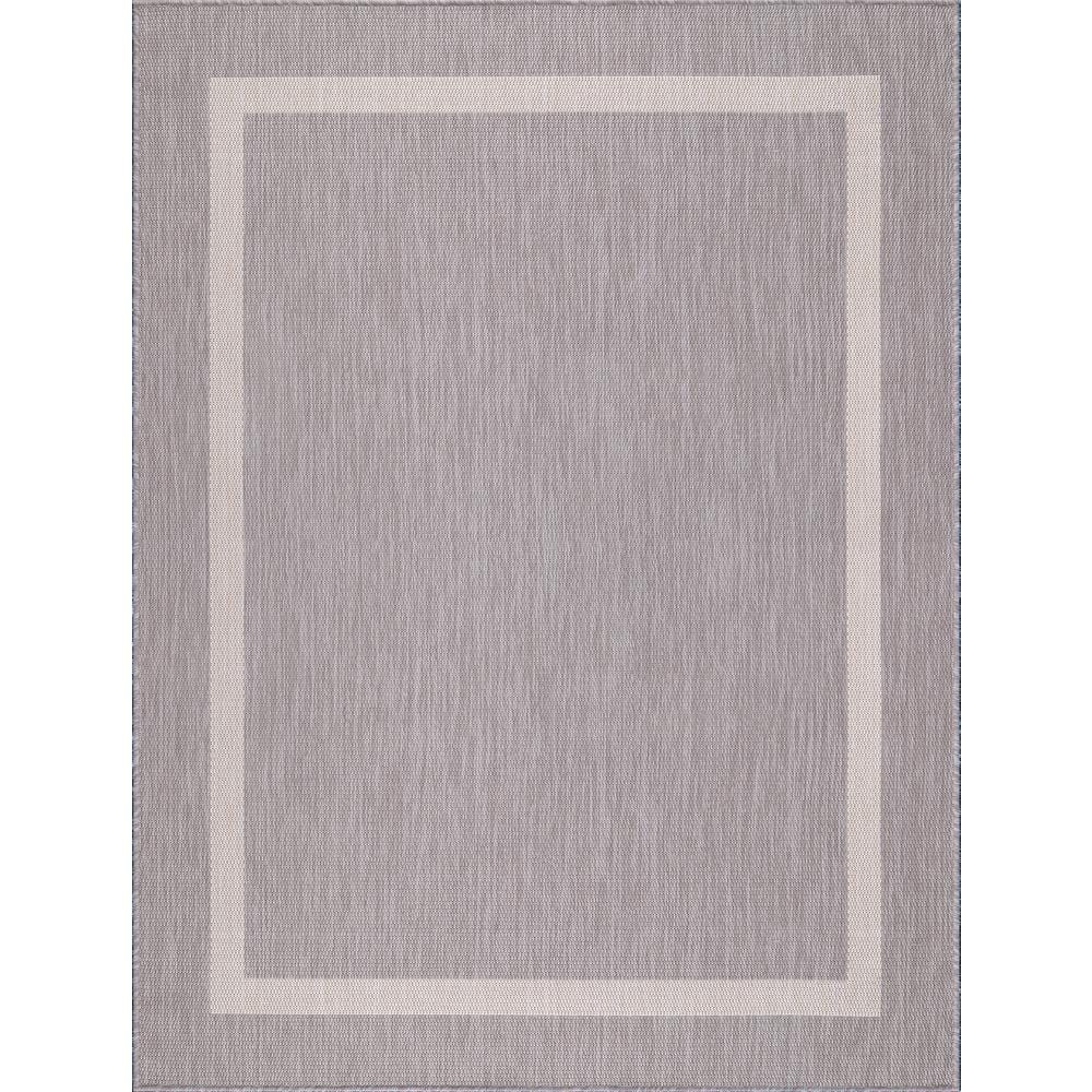 Beverly Rug Waikiki Grey/White 6 ft. x 9 ft. Bordered Indoor/Outdoor Area Rug, Gray/White Beverly Rug indoor outdoor rugs are available in various sizes; 4 ft. x 6 ft. area rug (3 ft. 11 in. x 5 ft. 11 in.), area rug 5 ft. x 7 ft. (5 ft. 3 in. x 7 ft.), 6 ft. x 9 ft. area rugs (6 ft. 7 in. x 9 ft.), large area rug 8 ft. x 10 ft. (7 ft. 10 in. x 10 ft.) and 6 ft. 7 in. circle rug. You can use our non shedding rugs wherever needed; either indoors such as living room, dining room, laundry room, bedroom, hallway, children playroom, or outdoors such as deck, patio, pool side, picnic, beach, garage, or guest lounges. These fade resistant indoor rugs has UV protection and offer environment protection with their eco-friendly and breathable material. The vibrant colors will not fade in the sun. Ideal for high traffic areas. With natural color options of beige, blue, grey and dark grey, this beautiful bordered area rug is perfect fit for your home. Color: Gray/White.