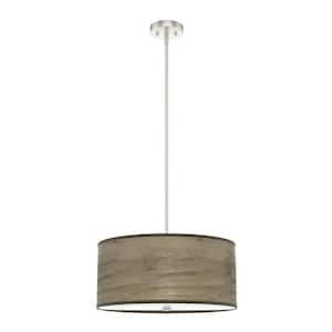 Solhaven 3-Light Brushed Nickel Shaded Pendant Light with Hardback Shade