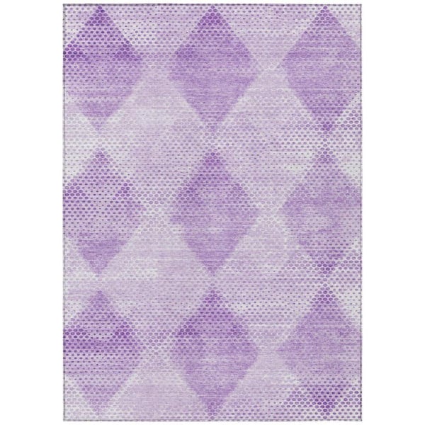 Lavender 10 ft. x 14 ft. Woven Geometric Rectangle Indoor/Outdoor Area Rug