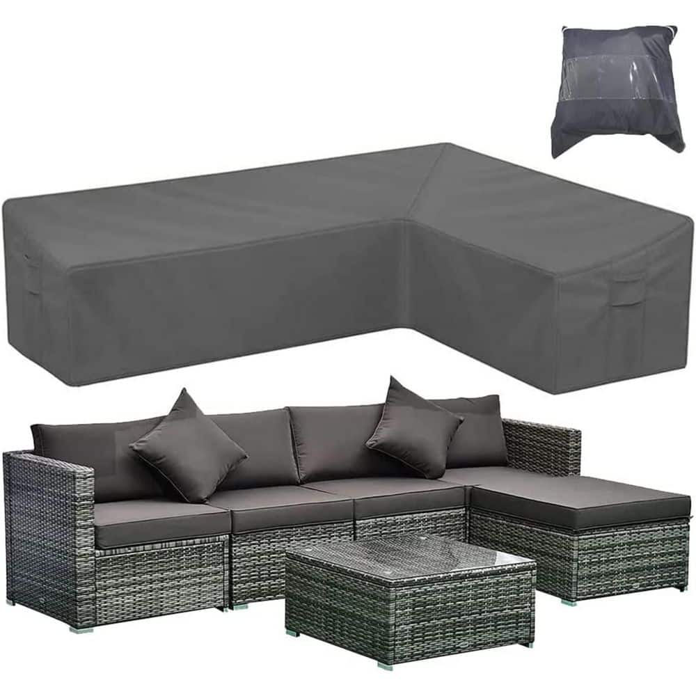 Waterproof, UV and Wind Proof L-Shaped Patio Furniture Cover, 500D Heavy Duty , Right Side, 104 in. L x 83 in. L, Gray price history on PriceWatchPro