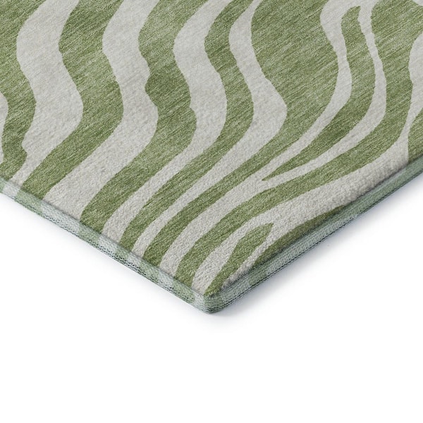 Mayfield Premium Machine Washable Abstract AMF1042 Aloe 8 ft. x 10 ft. Area Rug
