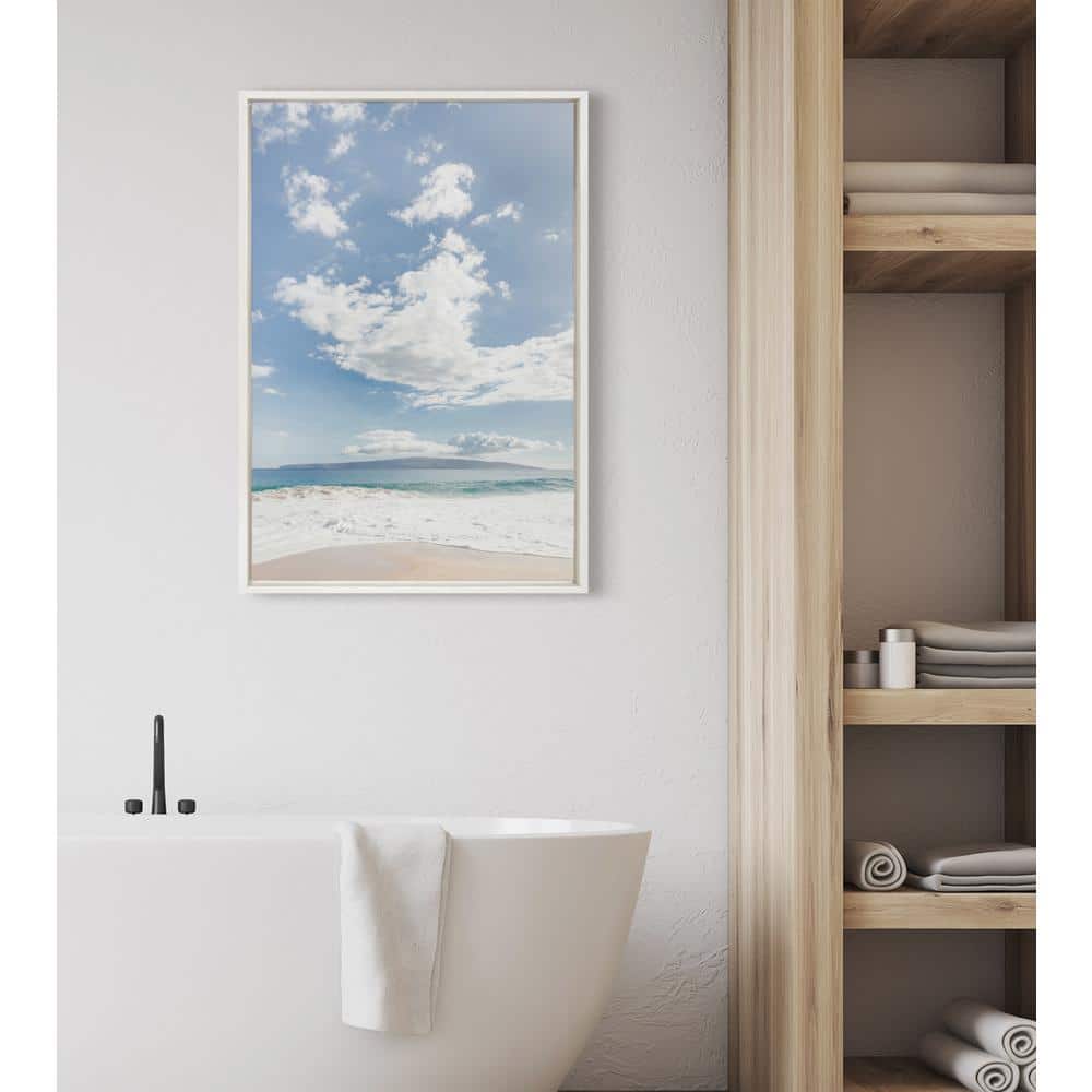 Sylvie Beach Sky Blue Framed Canvas Wall Art, 23x33