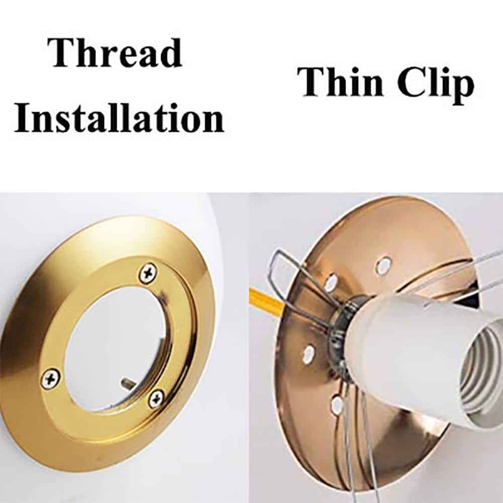 Brass and White Glass Globe Semi Flush Mount Light