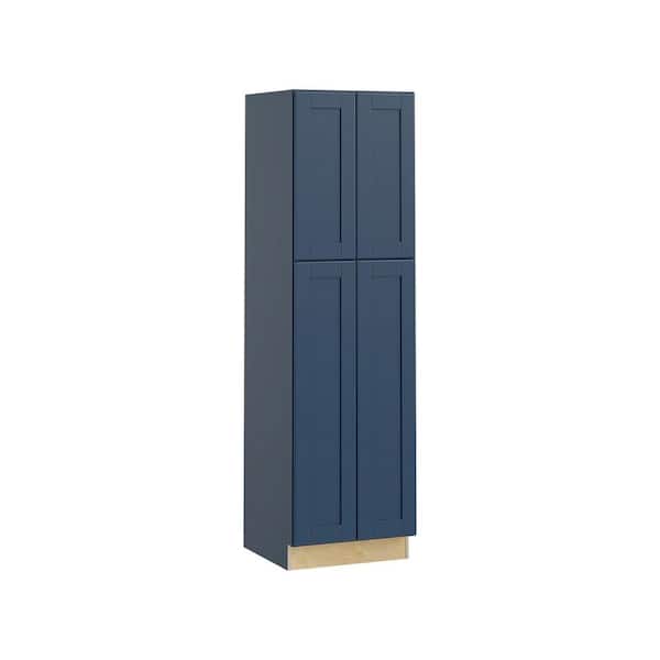 Home Decorators Collection Washington Vessel Blue Plywood Shaker Assembled Utility Pantry Kitchen Cabinet Soft Close 24 in W x 24 in D x 90 in H